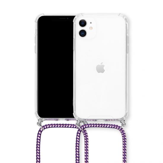 Wholesale Custom Clear case with colors hanging strap for iphone 11